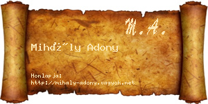 Mihály Adony névjegykártya